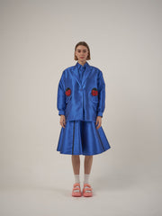 Blue Ladybug Jacket Skirt Set