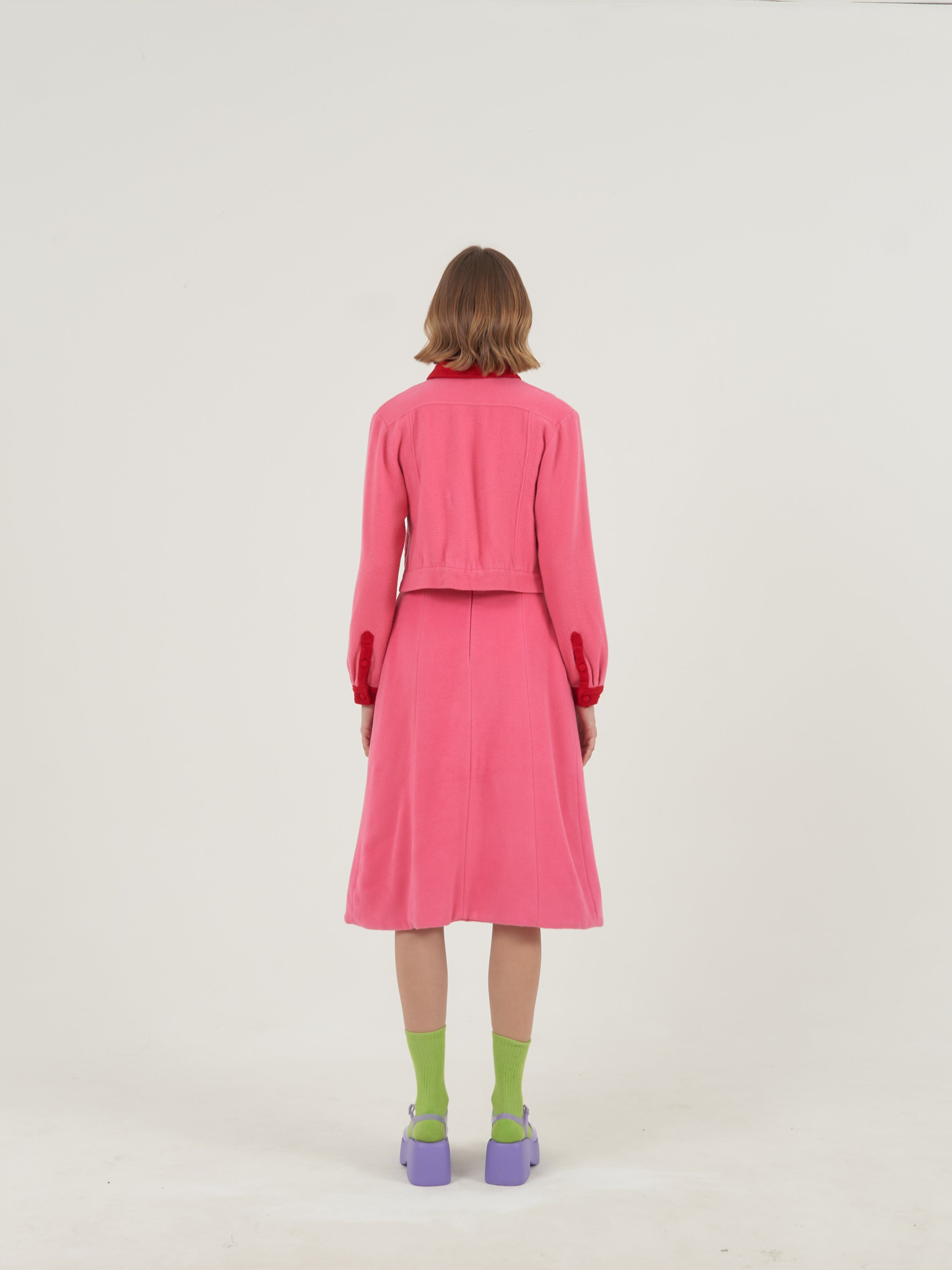 Pink Jacket Skirt Set