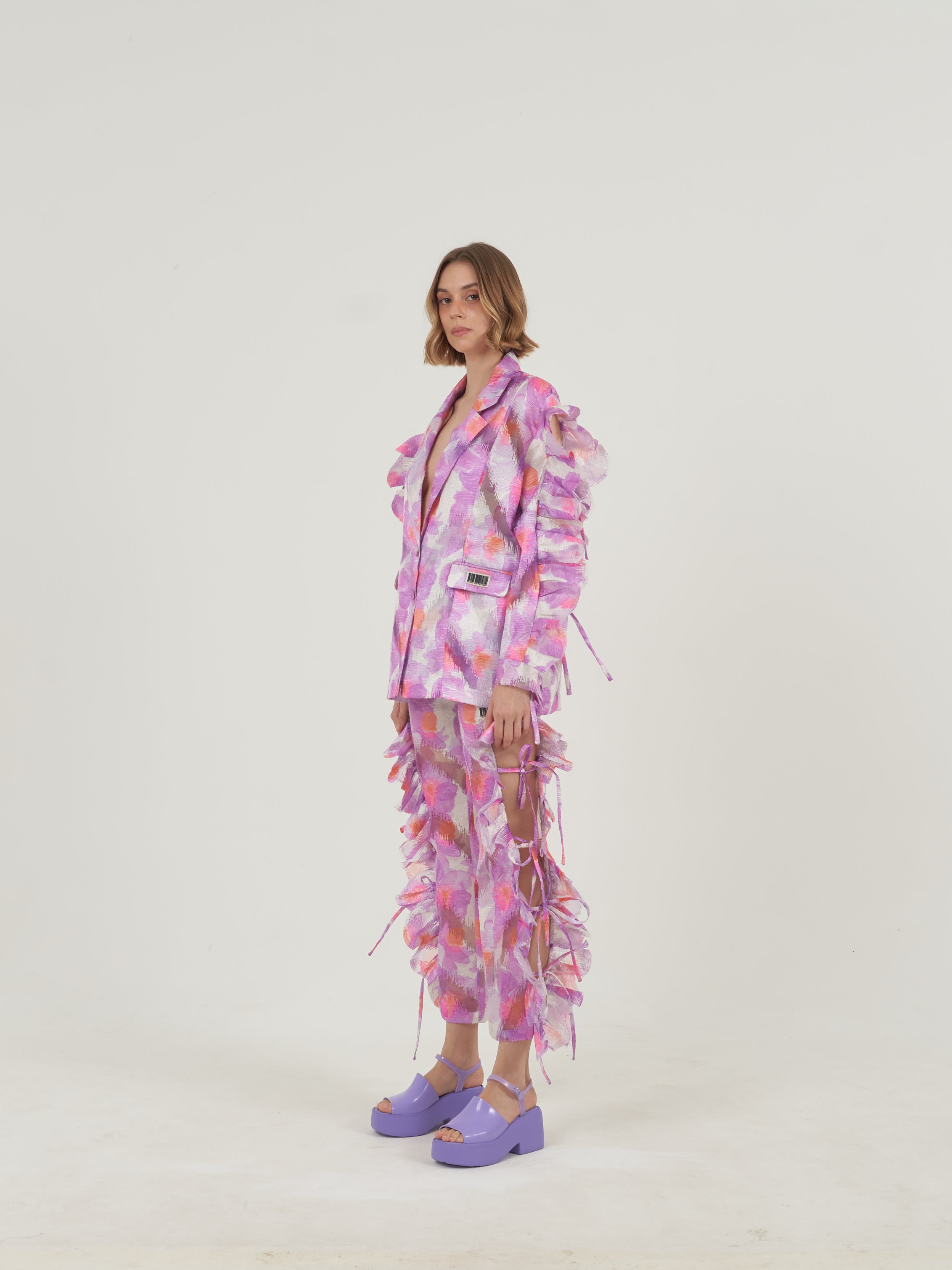 Purple Scallop Jacket Set
