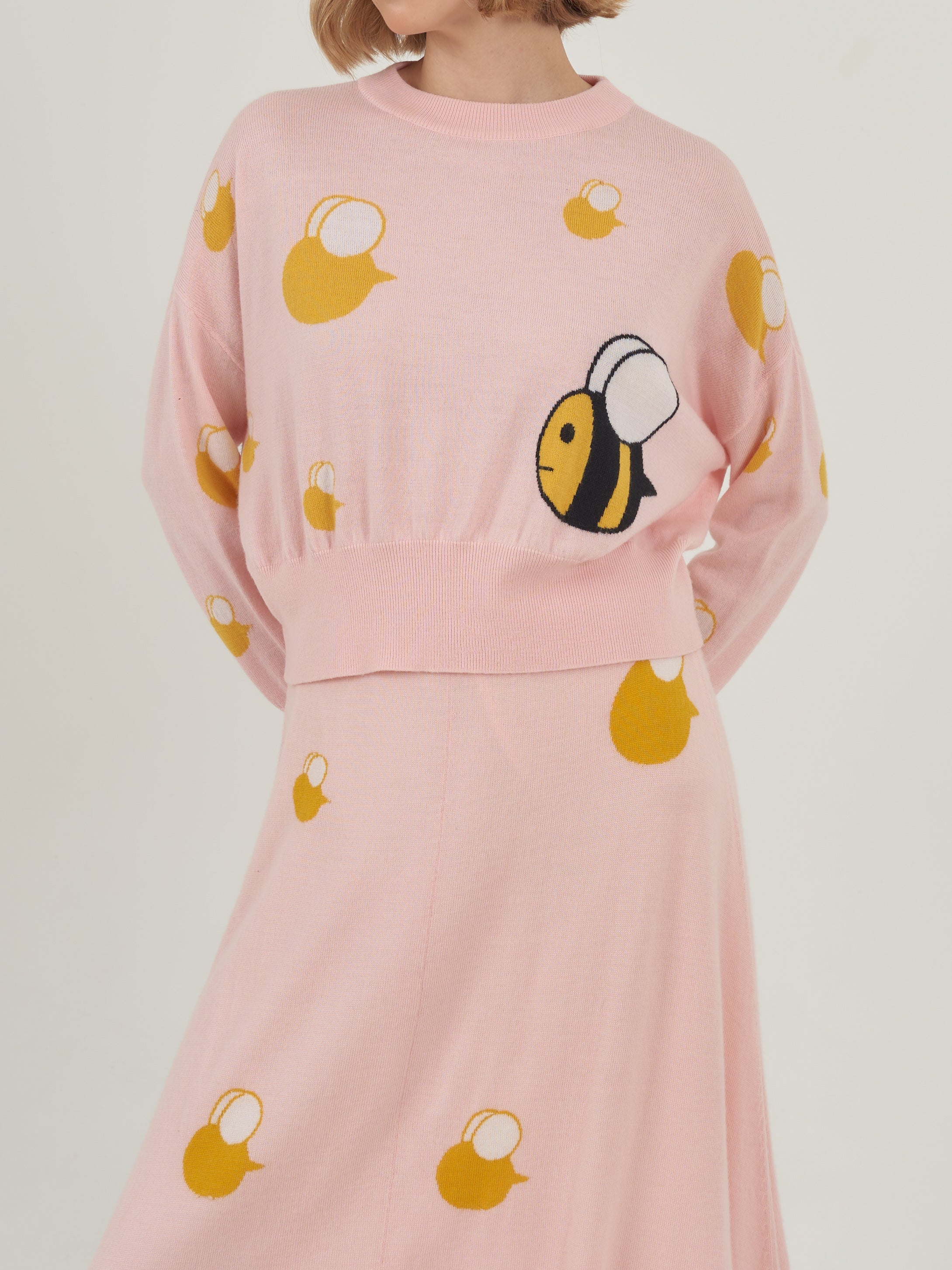 Pink Knitted Bee Set