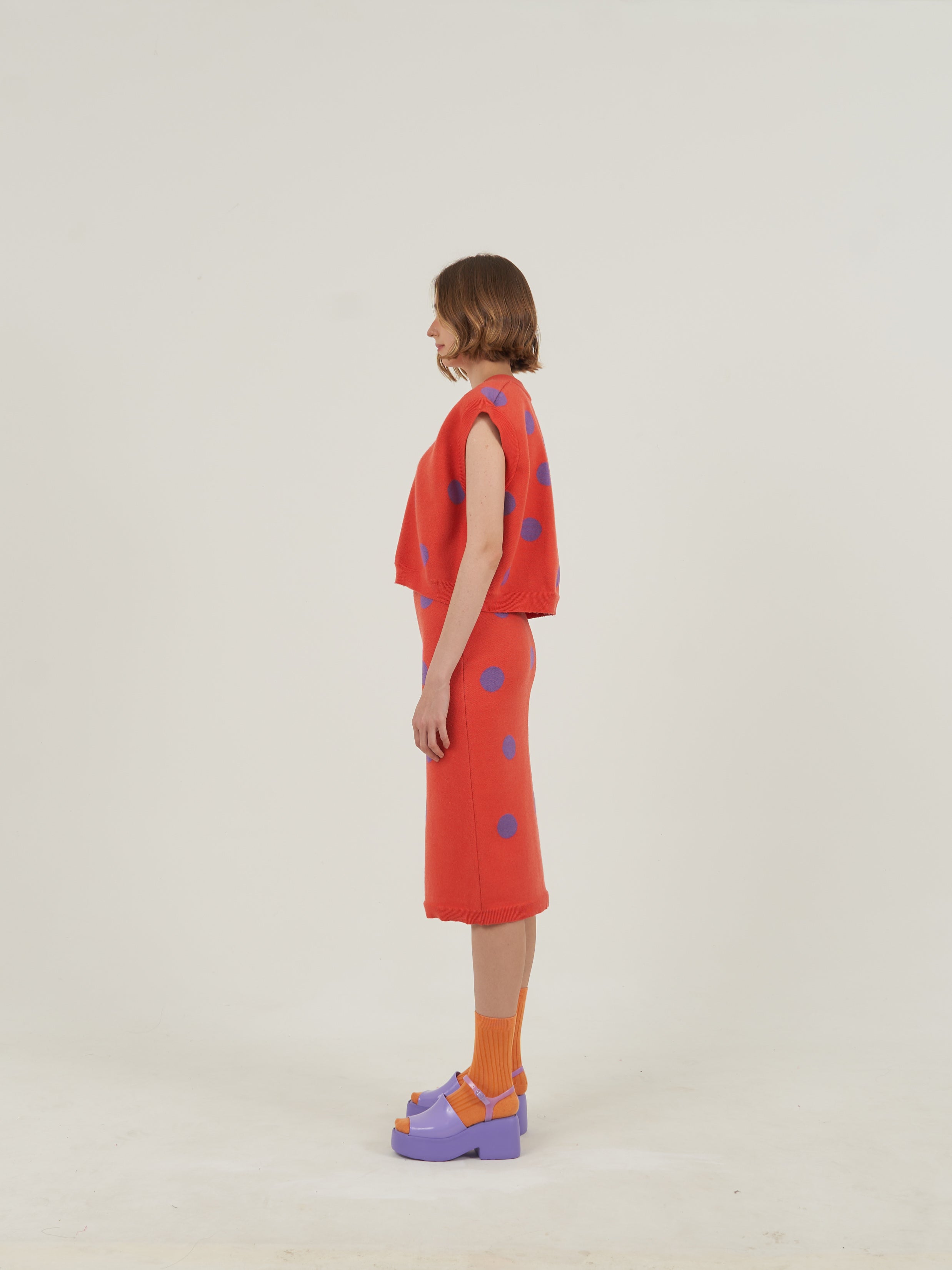 Orange Polka Dots Knit Set