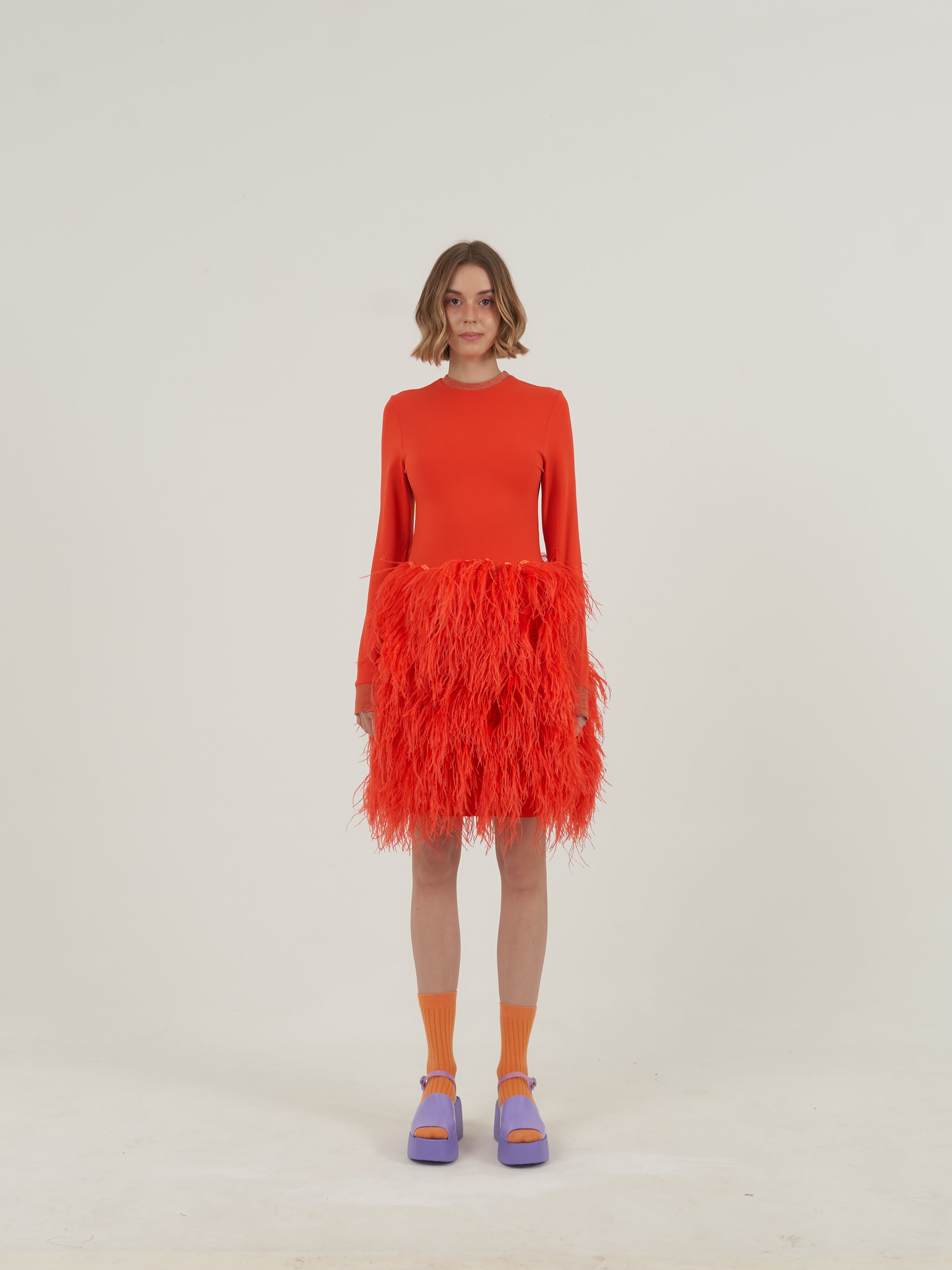 Orange Feather Dress