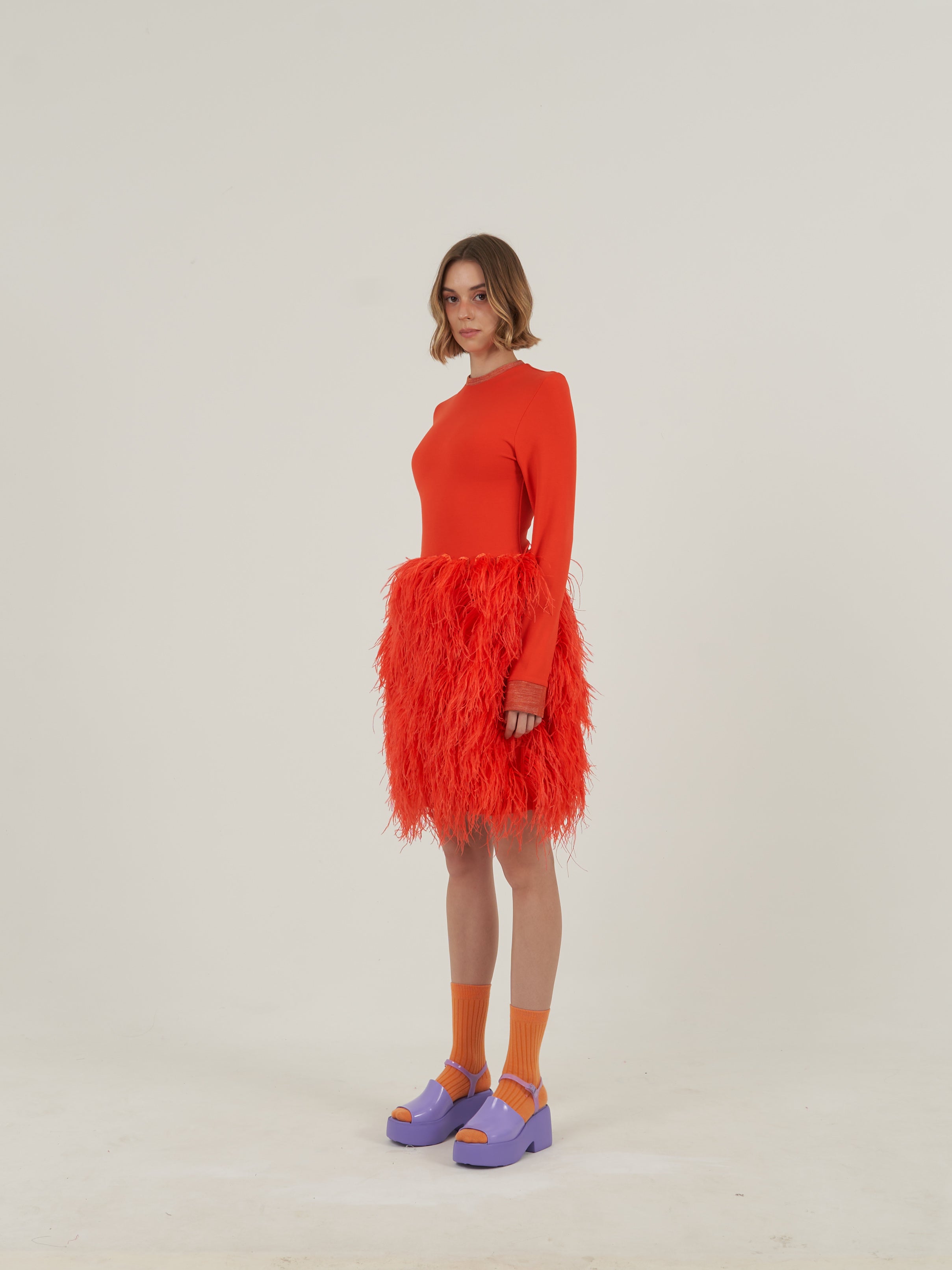 Orange Feather Dress