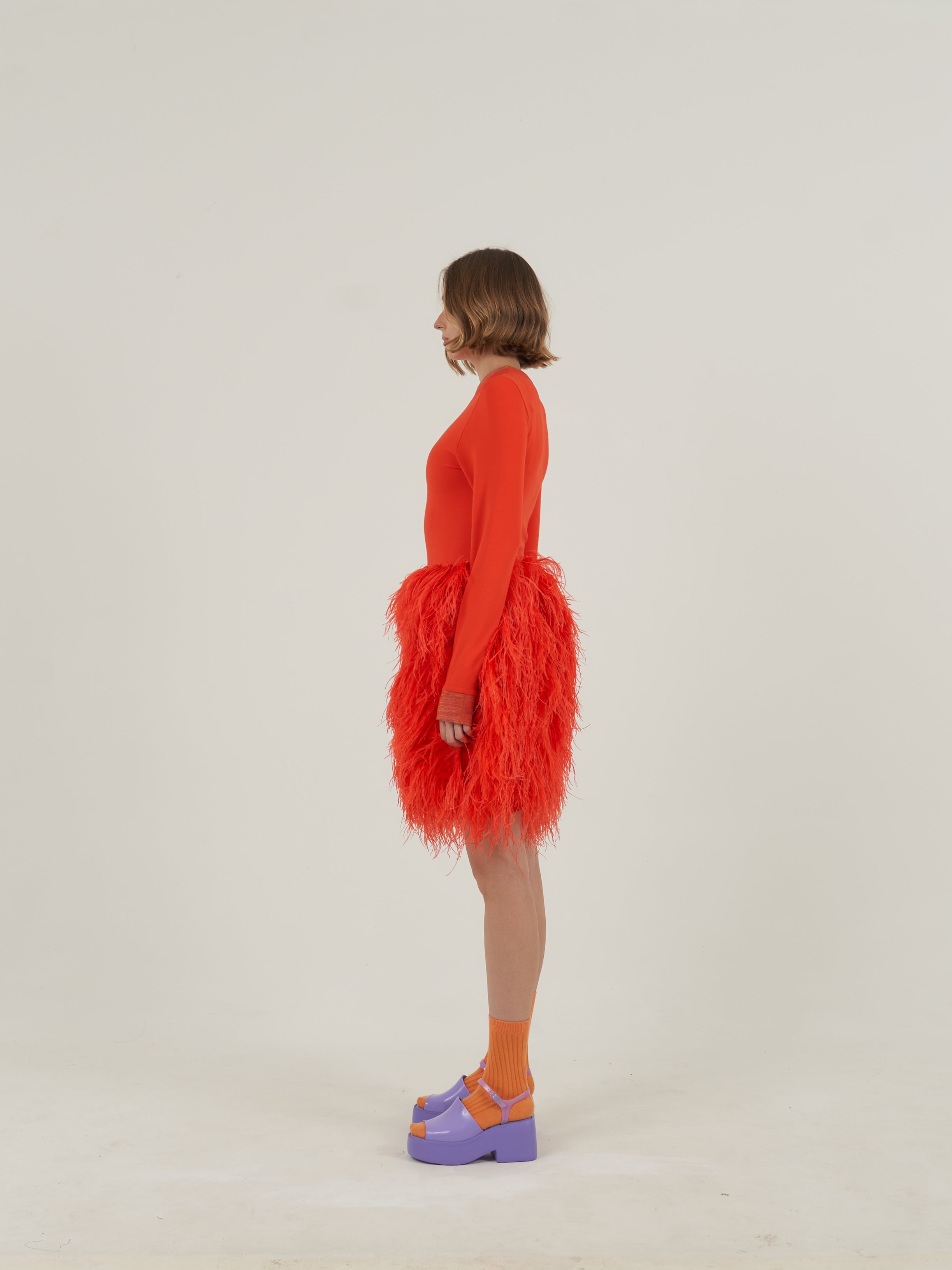 Orange Feather Dress
