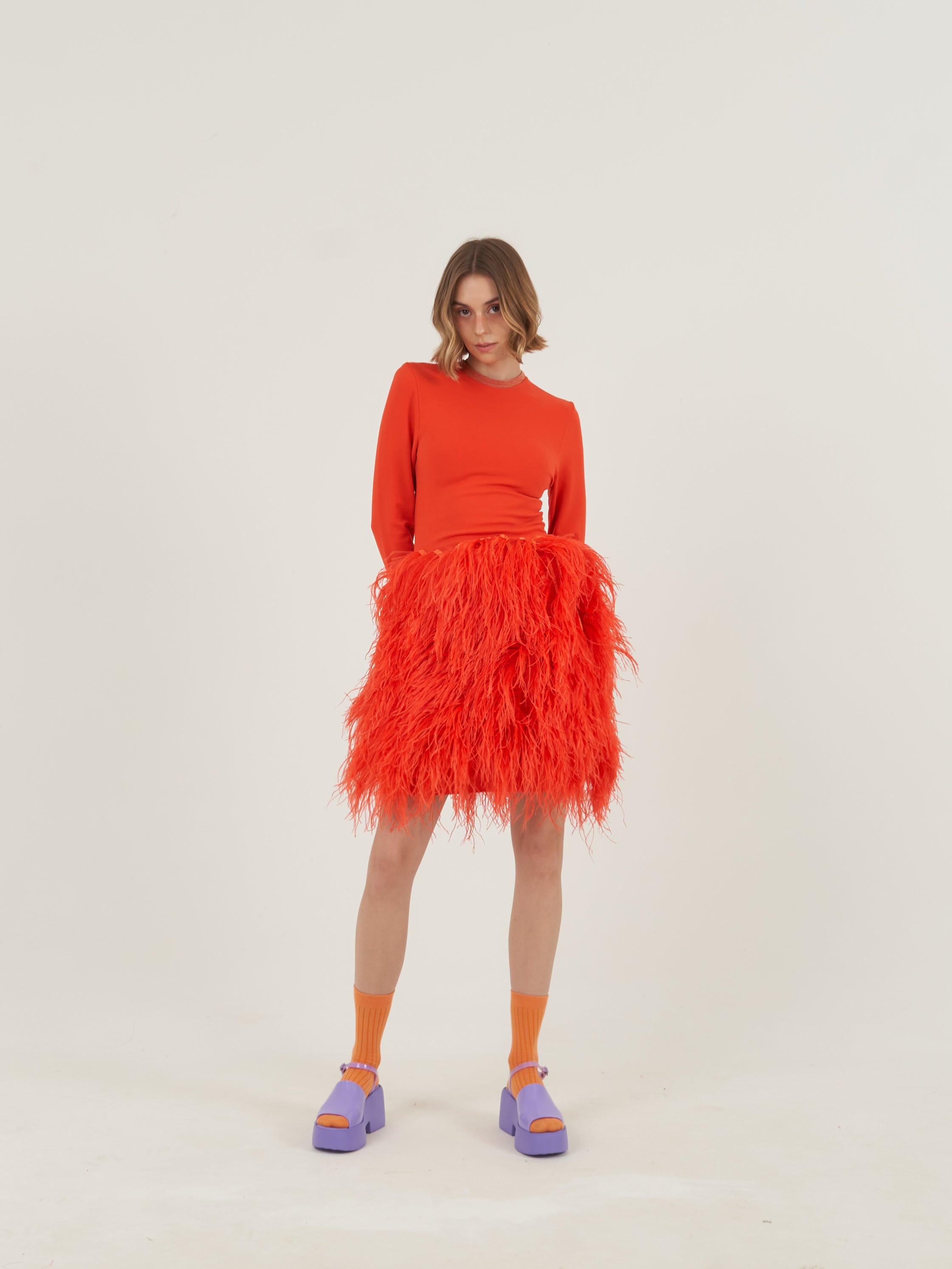Orange Feather Dress