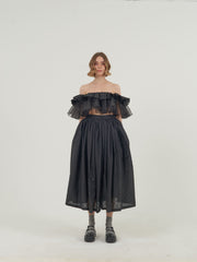 Black Off-Shoulder Top and Skirt Set