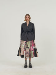 Black Jacket Patch Skirt Set